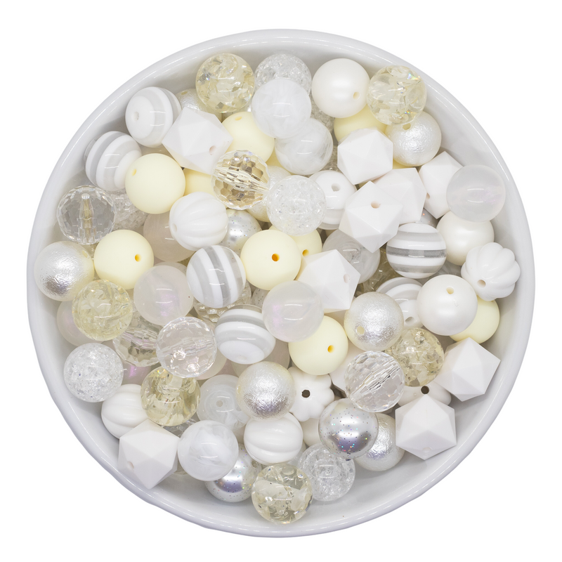Shades of White/Ivory 20mm Bead Mix (Package of 50)