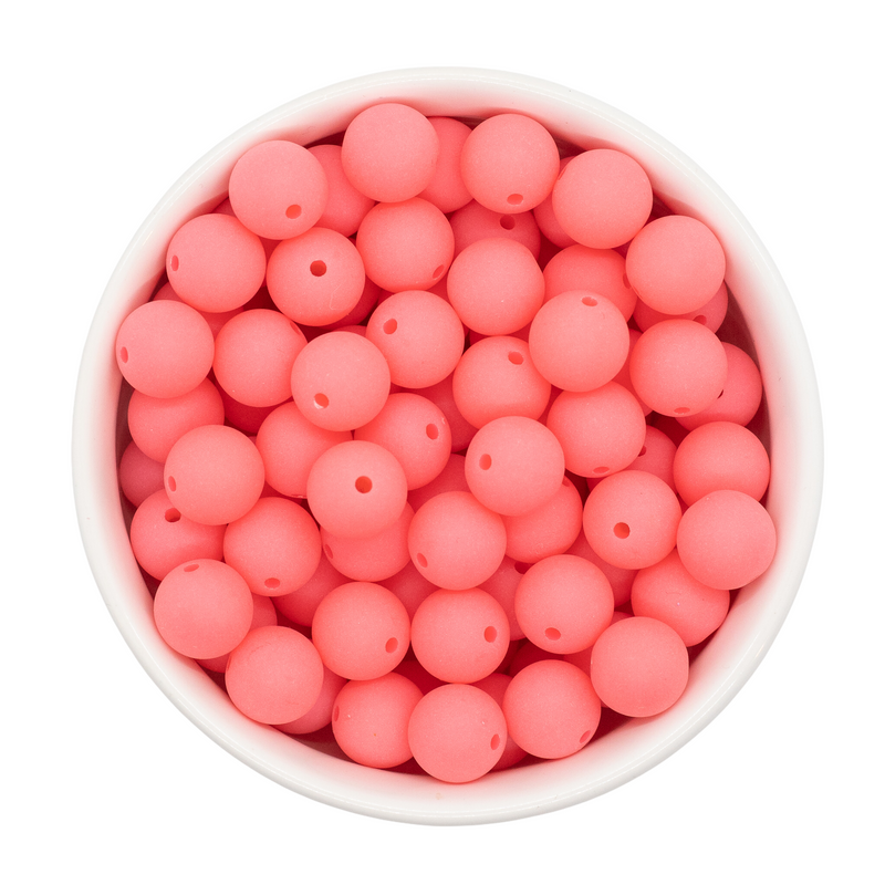 Neon Pink Chalk Matte Beads 12mm