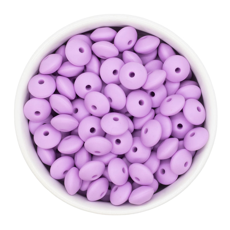 Lilac Silicone Lentil Beads 7x12mm (Package of 20)