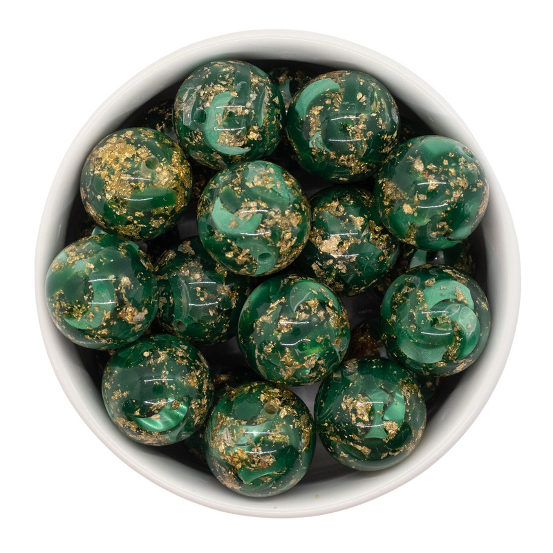 Hunter Green w/Gold Fleck Resin Confetti Beads 20mm (Package of 10)