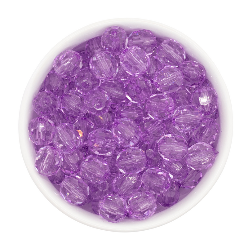Deep Lilac Translucent Facet Beads 12mm