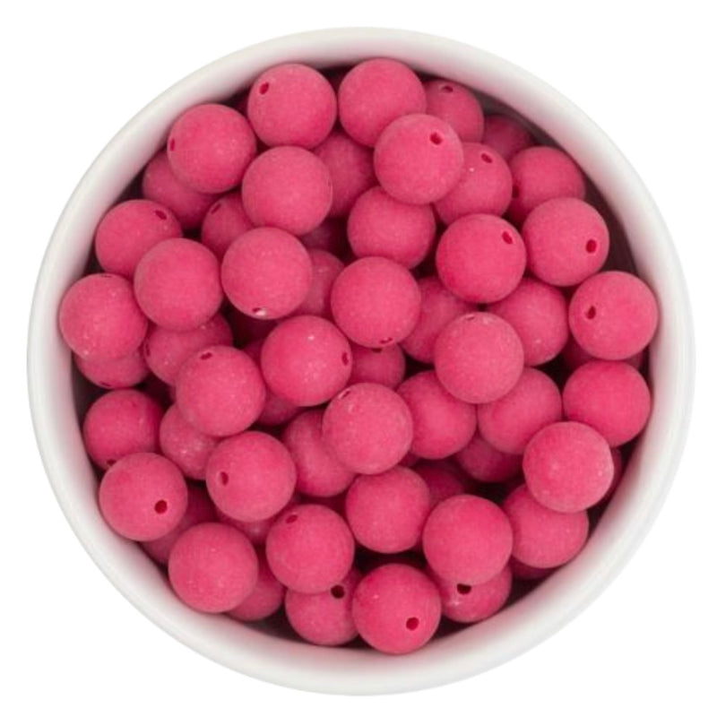 Hot Pink Chalk Matte Beads 12mm