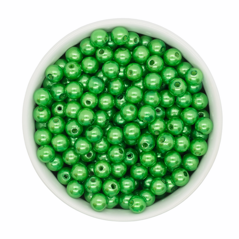 Kelly Green Pearl Beads 8mm (Package of Approx. 50 Beads)