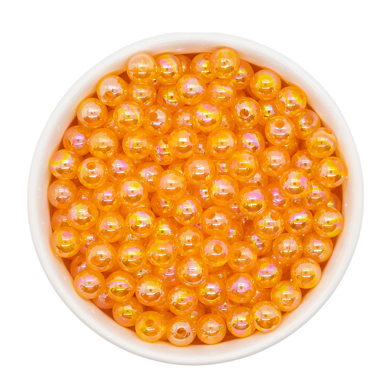 Tangerine Translucent Iridescent Beads 8mm (Package of Approx. 50 Beads)