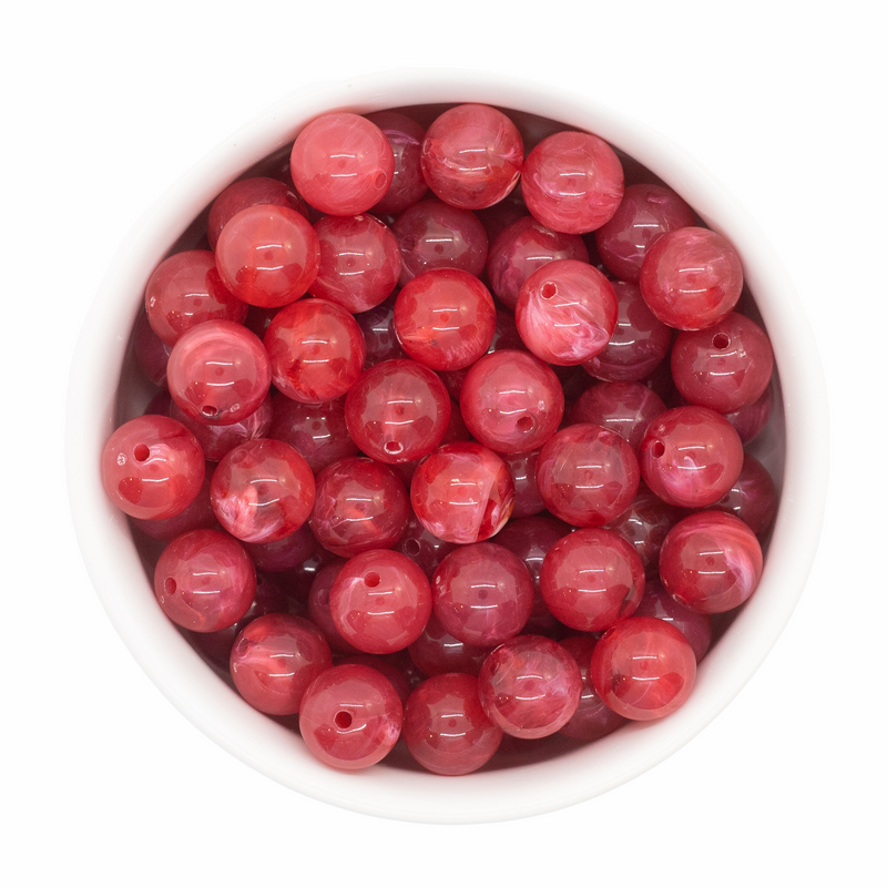 Hibiscus Red Marble Beads 12mm