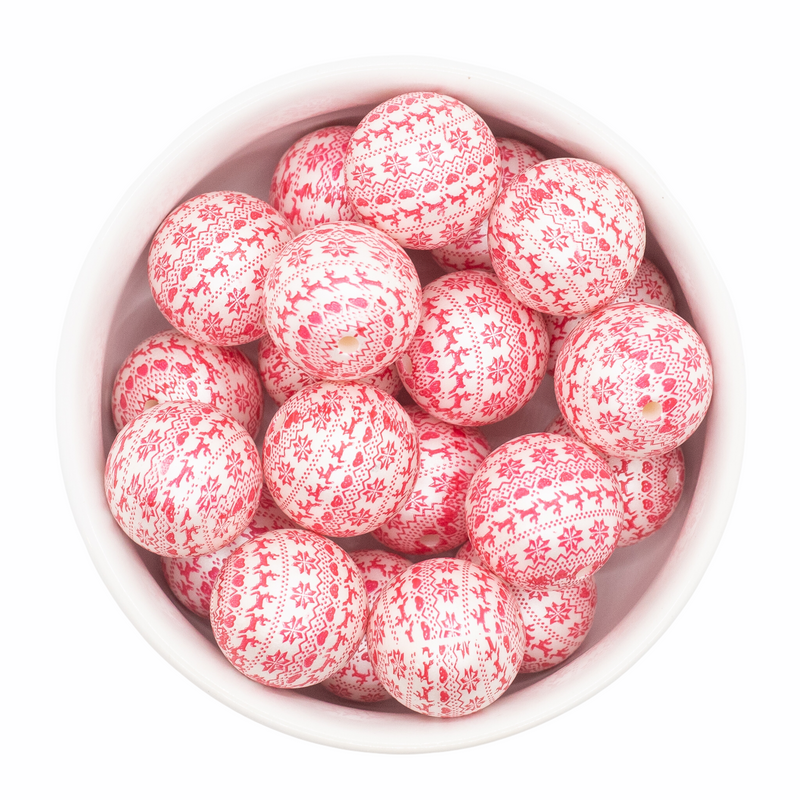 Red Christmas Sweater Matte Beads 20mm
