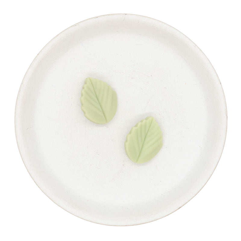 Sage Green Leaf Silicone Focal Bead 19x24mm (Package of 2)