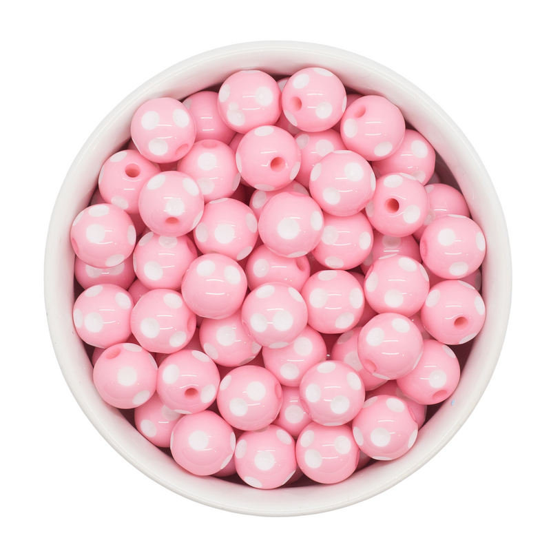 Light Pink Polka Dot Beads 12mm (Package of 20)