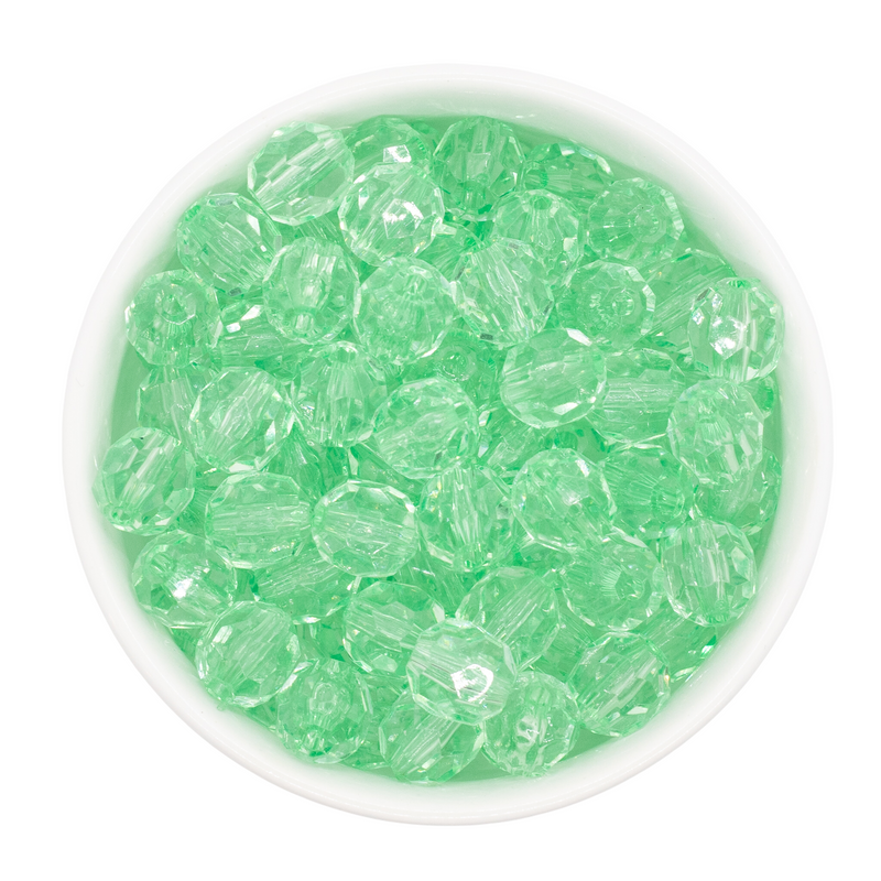 Mint Green Translucent Facet Beads 12mm