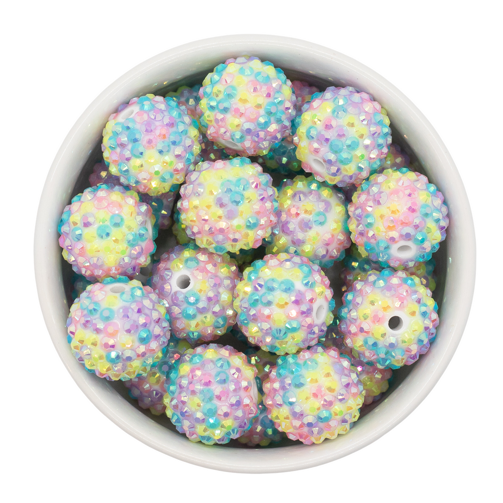 20mm Rainbow Confetti AB Rhinestone Bubblegum Beads