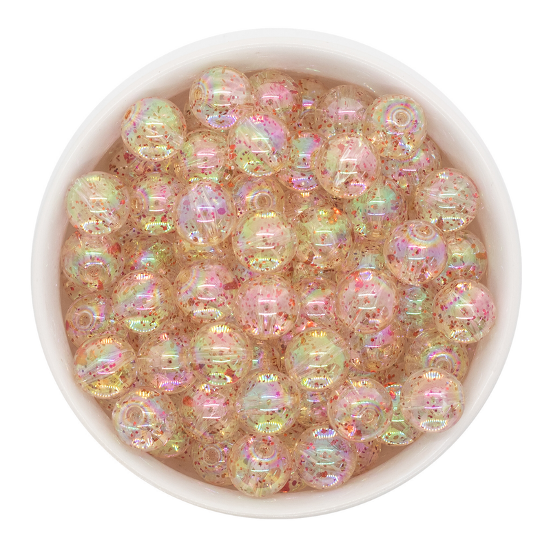 Red Glitter in Clear Beads 12mm (Package of 20)