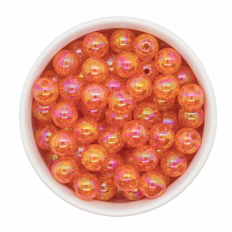 Orange Iridescent Crackle Beads 12mm (Package of 20)