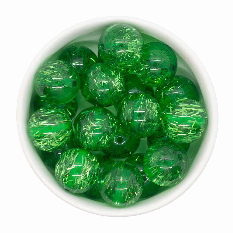 Kelly Green Translucent Tinsel Beads 20mm
