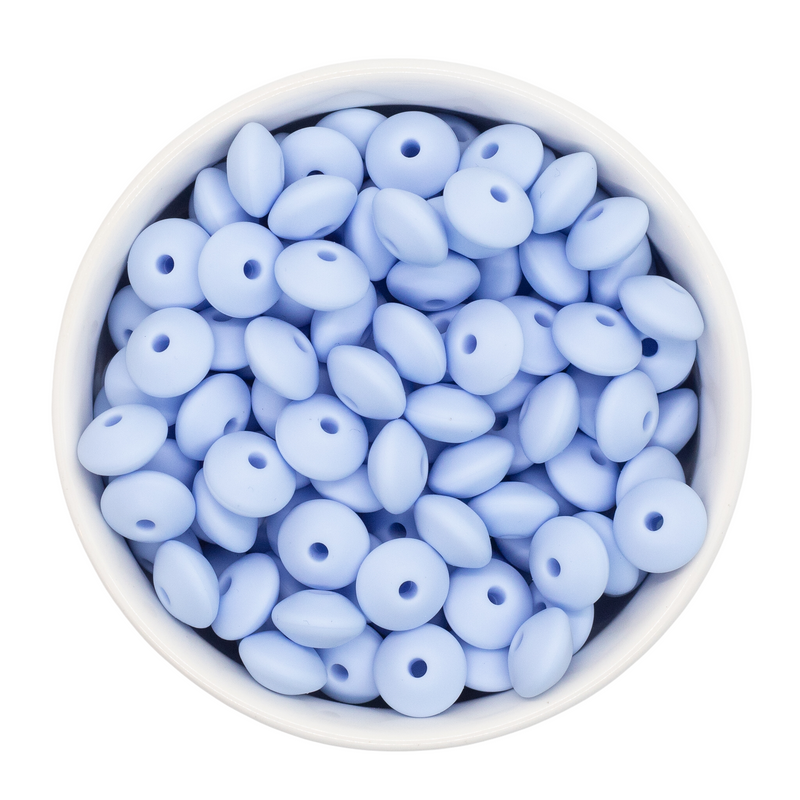 Light Blue Silicone Lentil Beads 7x12mm (Package of 20)