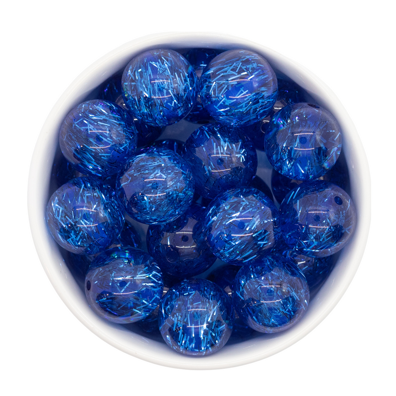 Royal Blue Translucent Tinsel Beads 20mm (Package of 10)