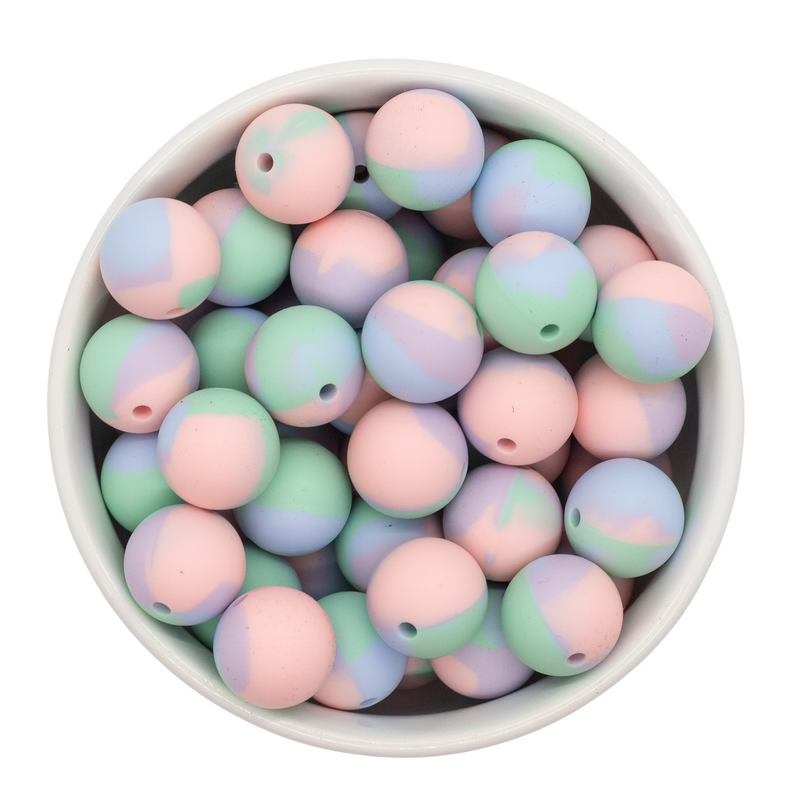 Pastel Tie Dye Silicone Beads 15mm