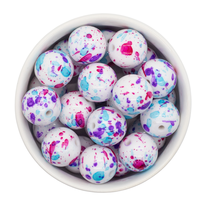 Hot Pink, Turquoise & Violet Splatter Beads 20mm (Package of 10)
