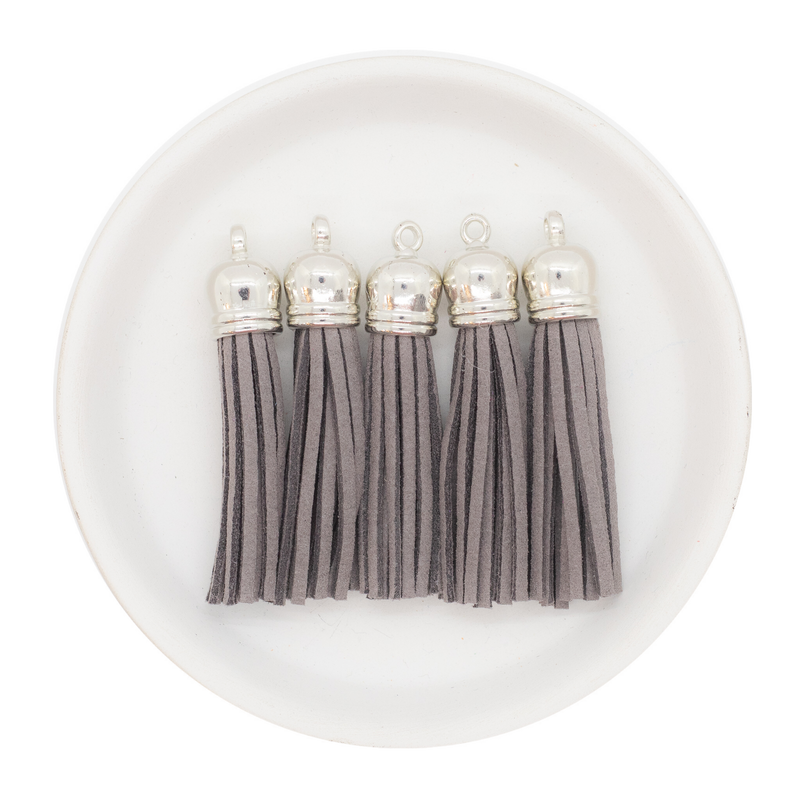 Grey Tassel w/Silver Cap 50mm (Package of 5)