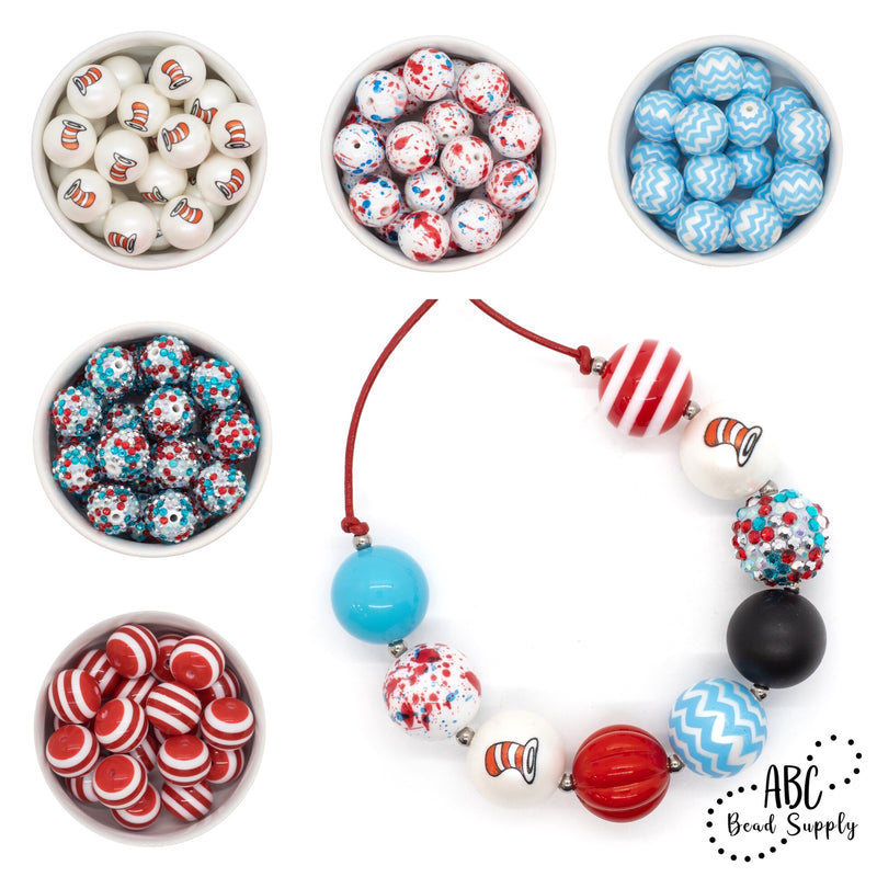 Red, Turquoise & White Confetti Rhinestone Beads 20mm