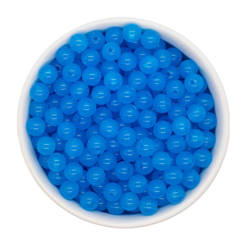 Ocean Blue Jelly Beads 8mm (Package of Approx. 50 Beads)