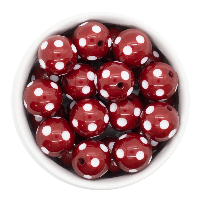 Garnet Polka Dot Beads 20mm