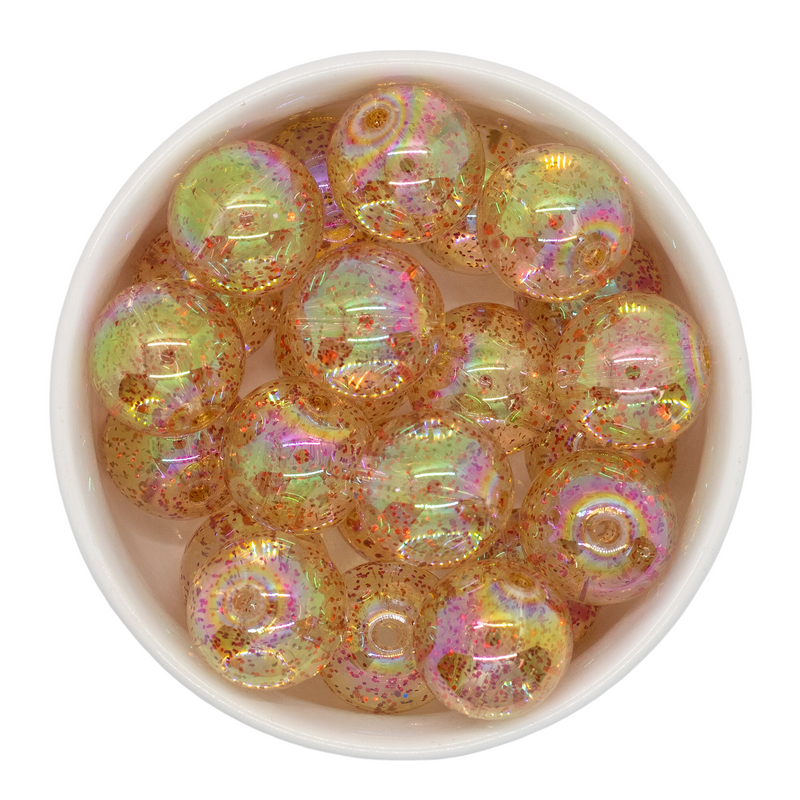 Red Glitter in Clear Beads 20mm (Package of 10)