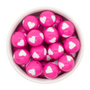 Hot Pink & White Heart Beads 20mm (Package of 10)