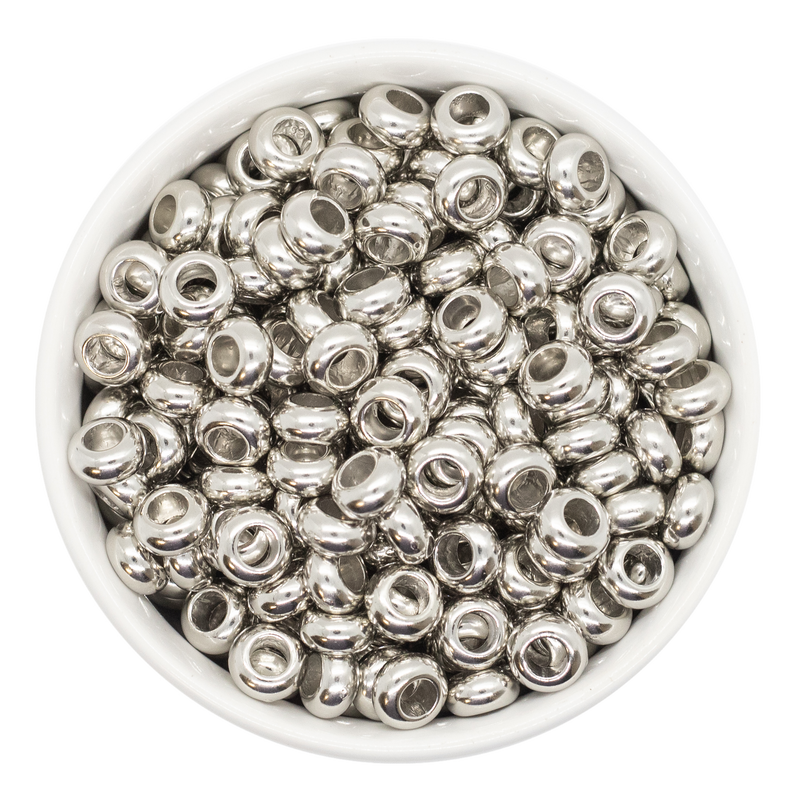 Silver Large Hole Rondelle Beads 10x5mm (Package of 20)