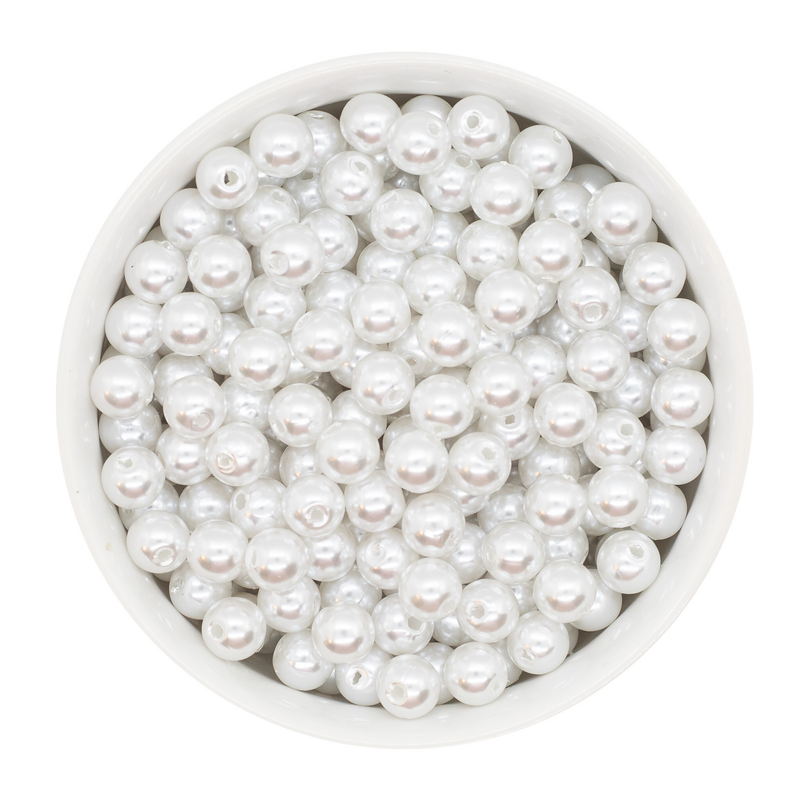 White Pearl Beads 8mm (Package of Approx. 50 Beads)