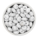 Marble White Silicone Abacus Beads 8x14mm (Package of 10)