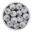 White w/Black Spiderweb Printed Beads 20mm (Package of 10)