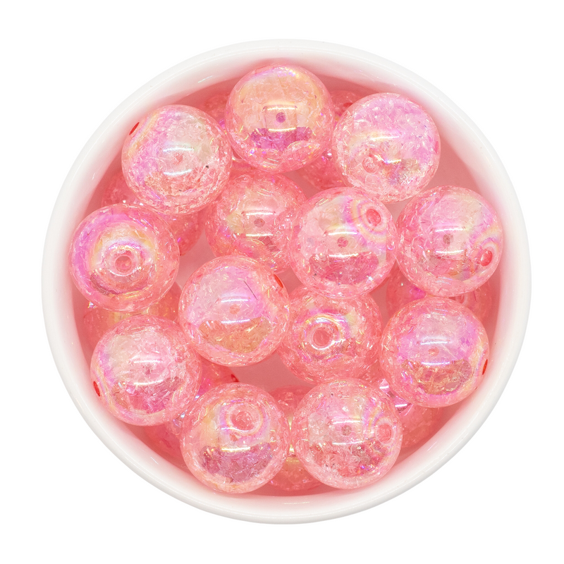 Ballet Pink Iridescent Crackle Beads 20mm (Package of 10)