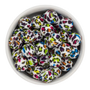 Bright Leopard Printed Silicone Beads 15mm (Package of 10)
