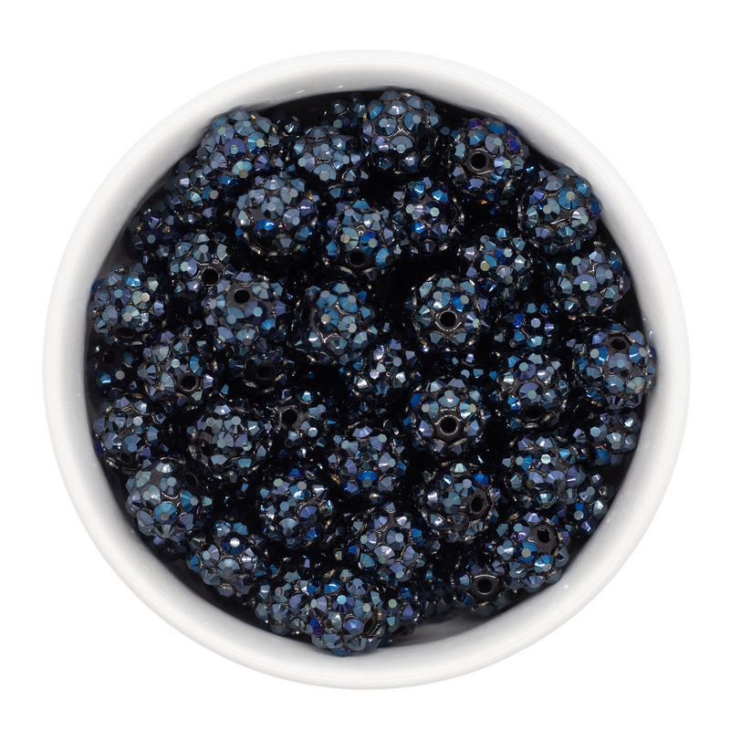 Indigo Rhinestone Beads 12mm
