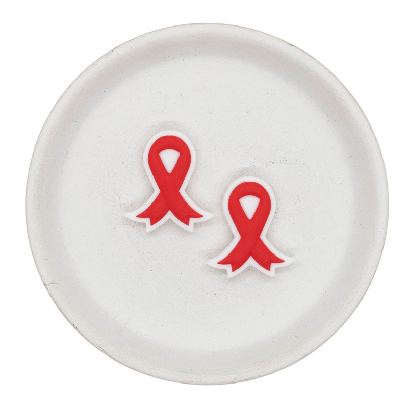 Red Awareness Ribbon Silicone Focal Bead 26x29mm