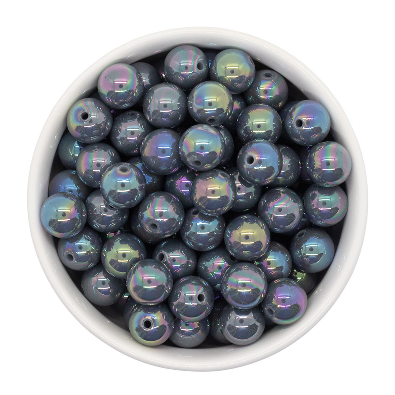 Fossil Grey Iridescent Beads 12mm