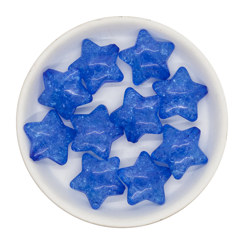 Royal Blue Crackle Star Bead 27mm (Package of 5)