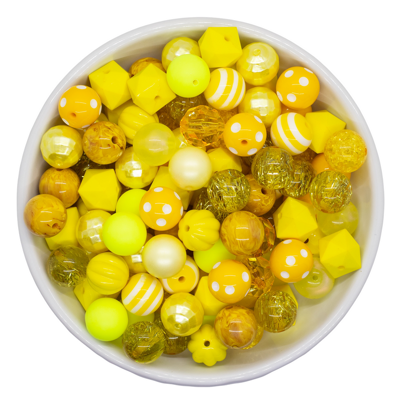 Shades of Yellow 20mm Bead Mix (Package of 50)