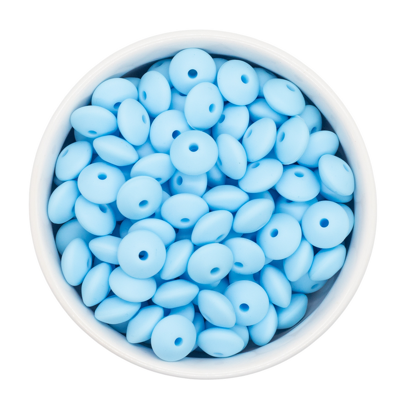 Baby Blue Silicone Lentil Beads 7x12mm