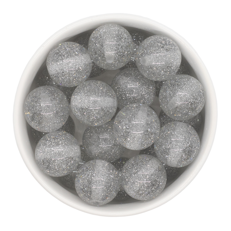 Silver Glitter Beads 20mm (Package of 10)
