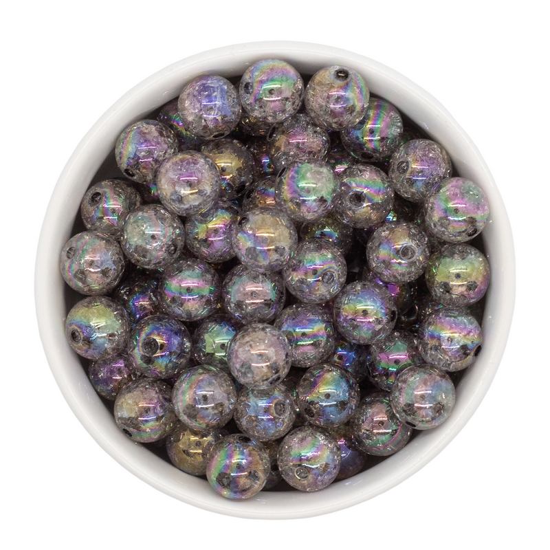 Grey Iridescent Crackle Beads 12mm (Package of 20)