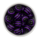 Black & Violet Stripe Beads 20mm (Package of 10)