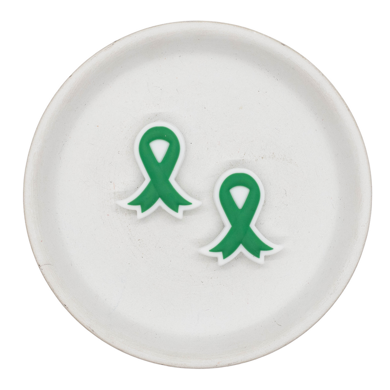 Green Awareness Ribbon Silicone Focal Bead 26x29mm (Package of 2)