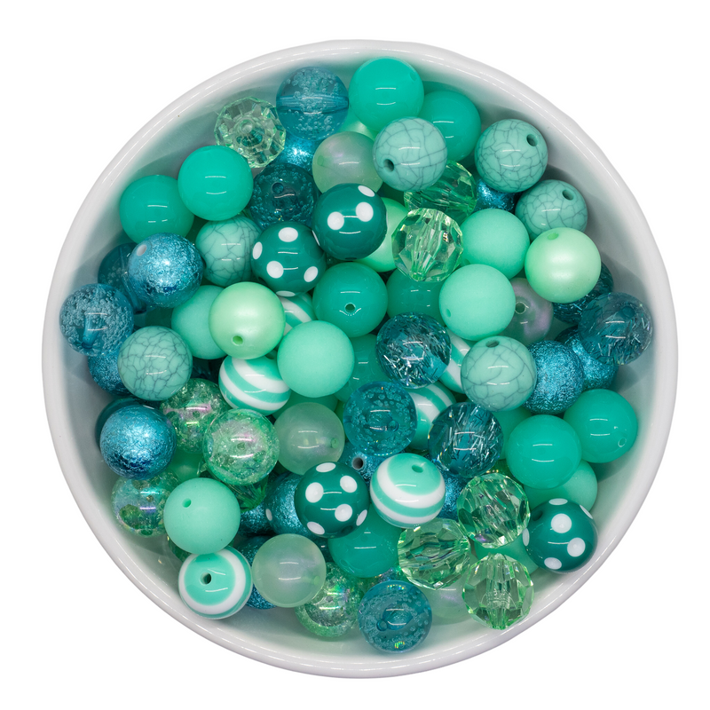Shades of Mint & Teal 20mm Bead Mix (Package of 50)