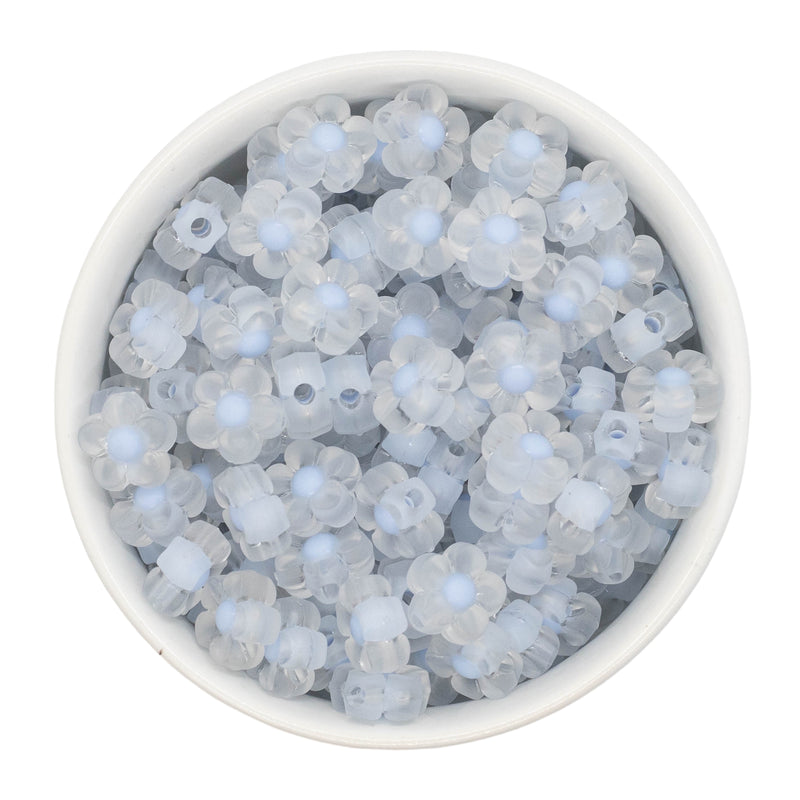 Pale Blue Frosted Flower Beads 12mm (Package of 20)