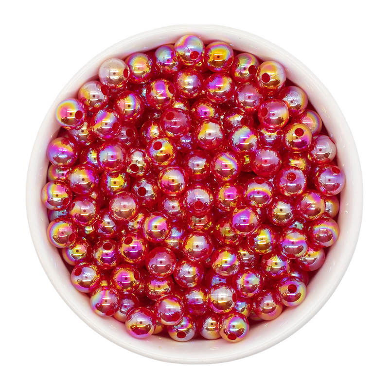 Red Translucent Iridescent Beads 8mm (Package of Approx. 50 Beads)