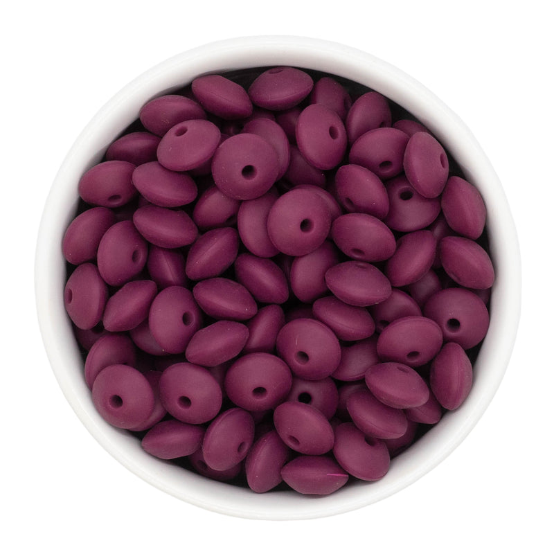 Plum Silicone Lentil Beads 7x12mm (Package of 20)