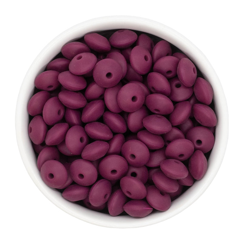 Plum Silicone Lentil Beads 7x12mm