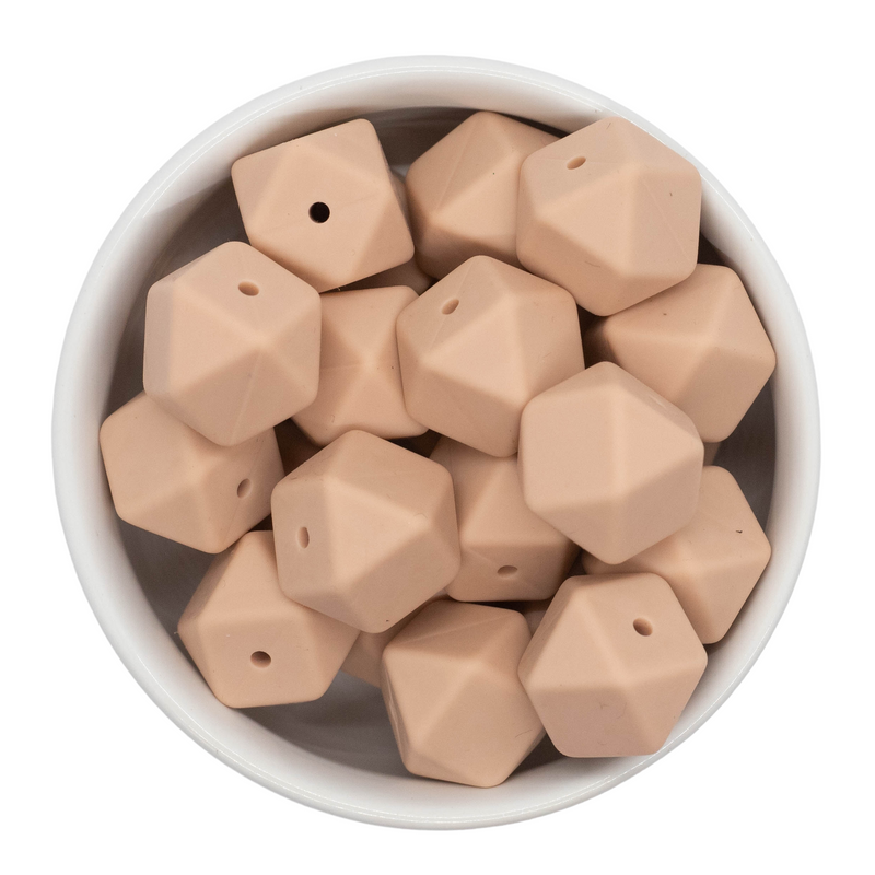 Champagne Hexagon Silicone Beads 17mm