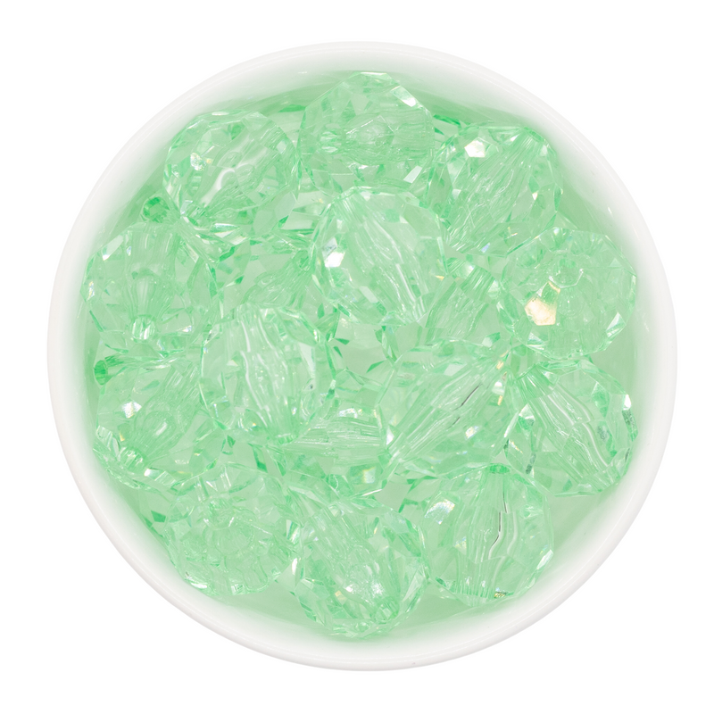 Mint Green Translucent Facet Beads 20mm (Package of 10)